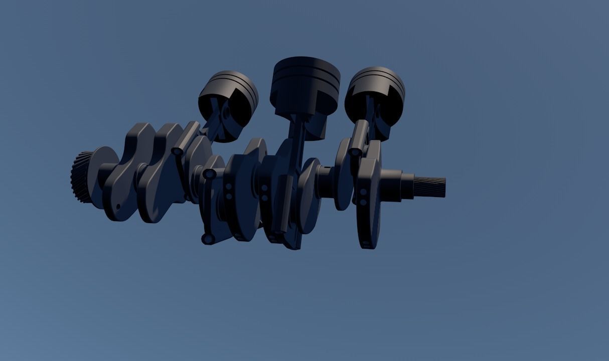 Piston Connecting Rod and Crankshaft 3D model CGTrader
