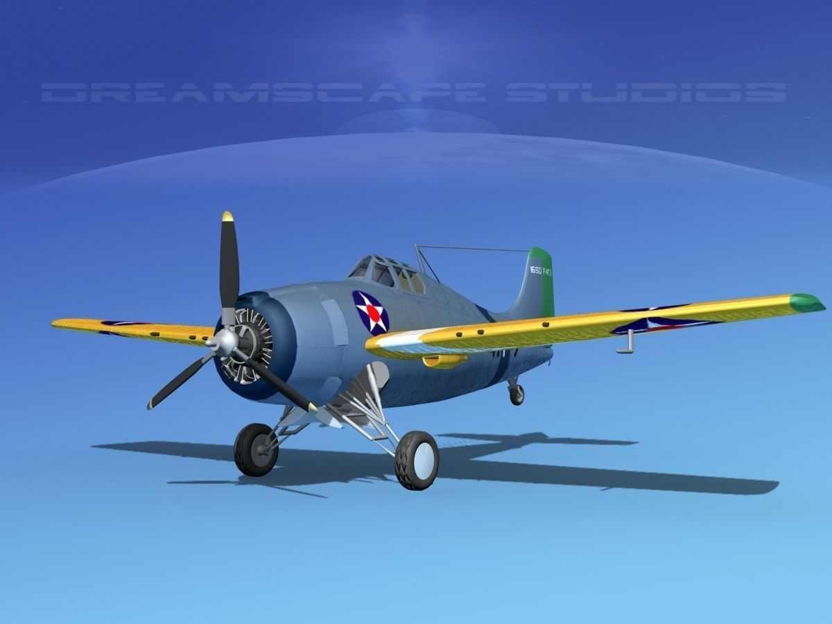 Grumman F4F-3 Wildcat V03 3D model