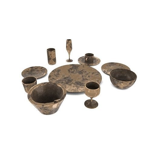Dirt and Rusty Table Ware Low-poly 3D model