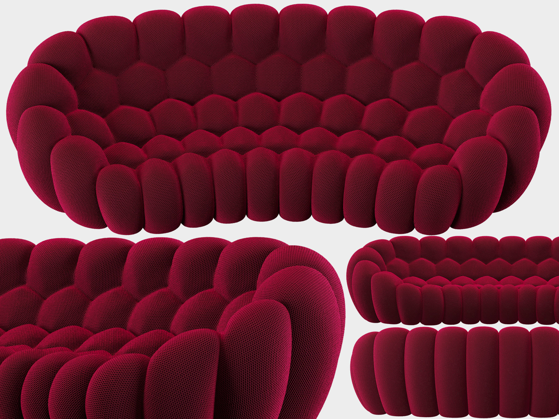 Roche Bobois Bubble Curved 5 seat Sofa 3D model CGTrader