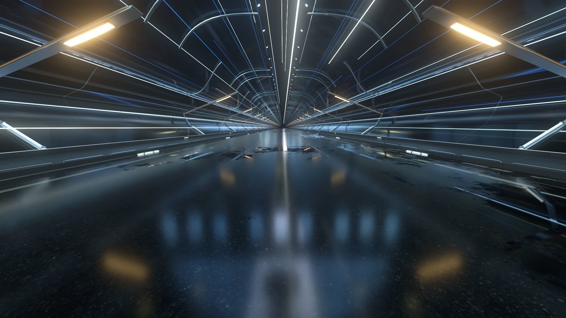 Light shuttle racing science fiction tunnel