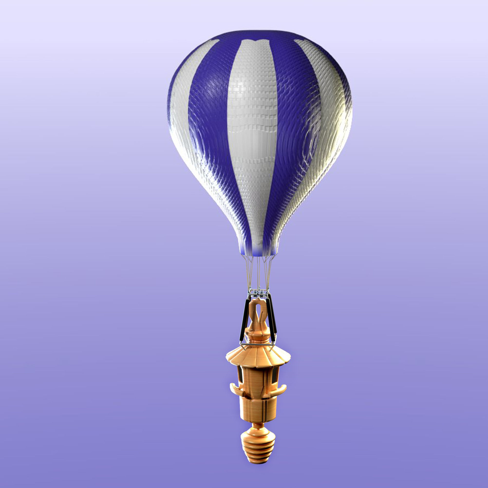 Bird feeder with hot air balloon 3D asset | CGTrader