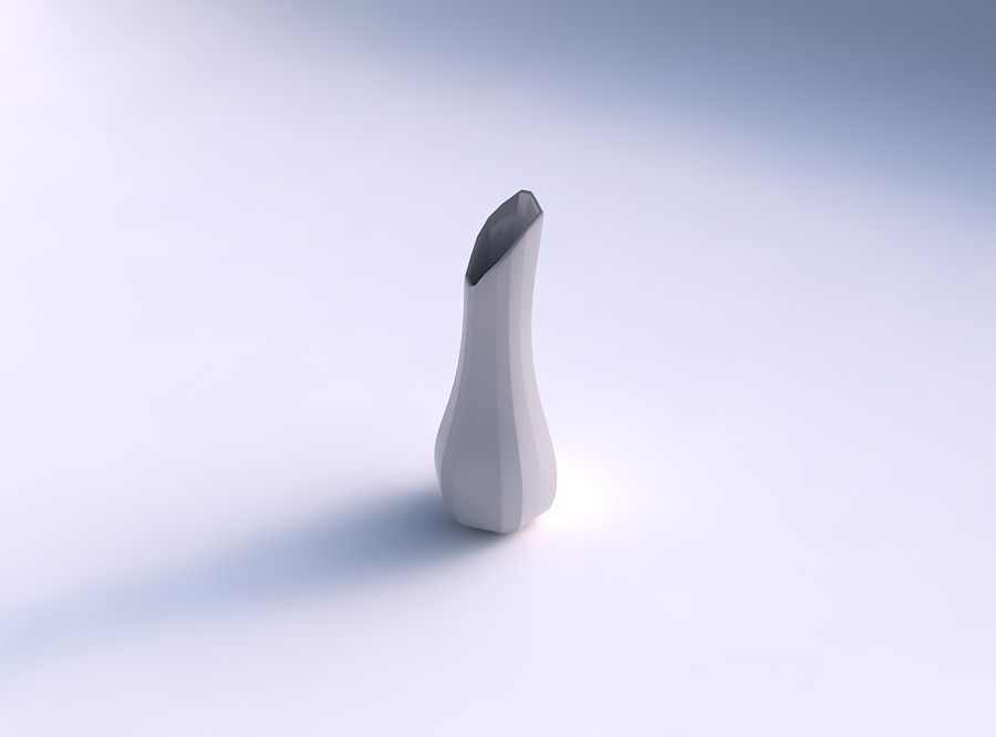 Vase top bent hexagon 2 with bands uniform vertical 3D print model