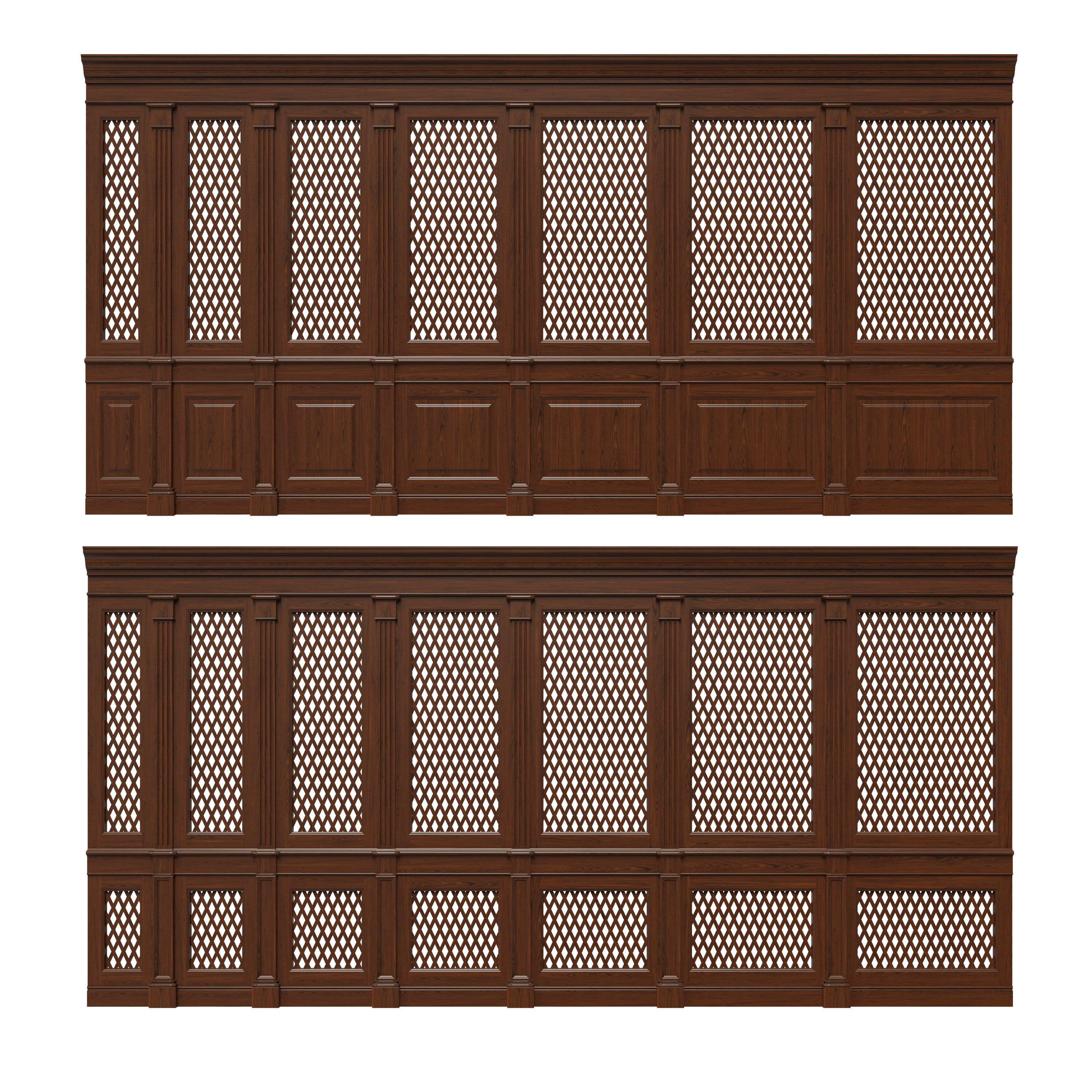 Wooden panels with lattice