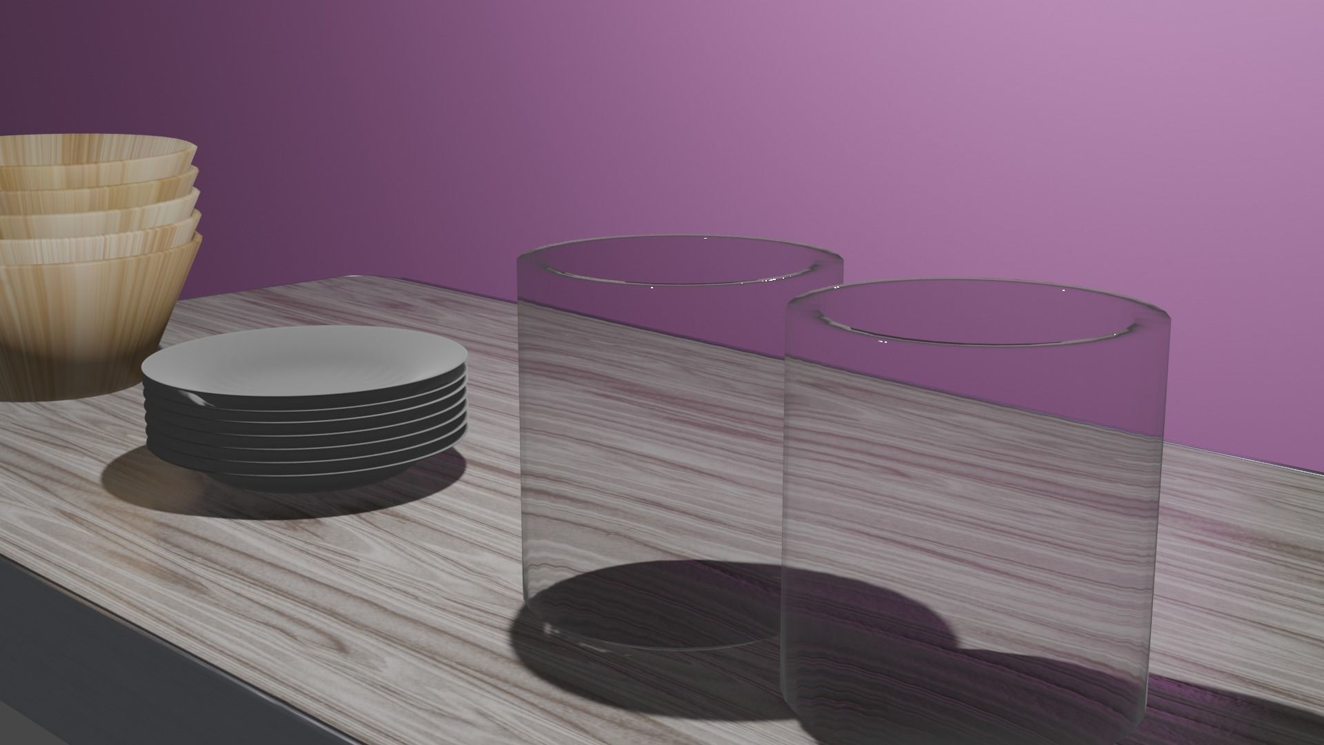 Bowls Plates and Glass Cups free 3D model CGTrader