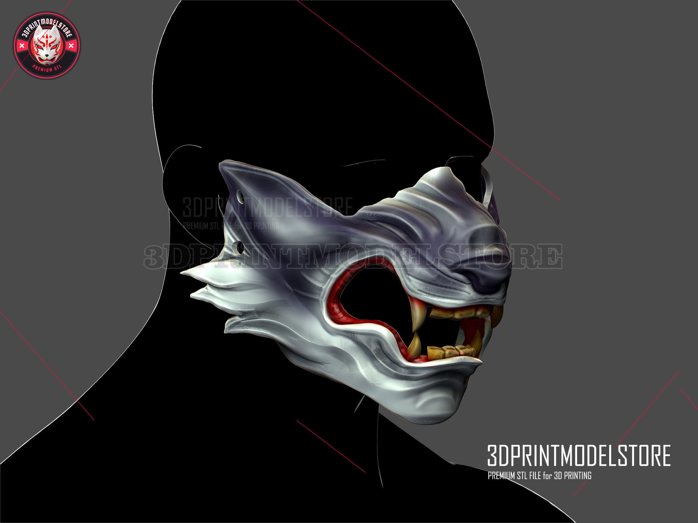 Wolf of Tsushima Mask Ghost of Tsushima Oni Samurai Helmet 3D model