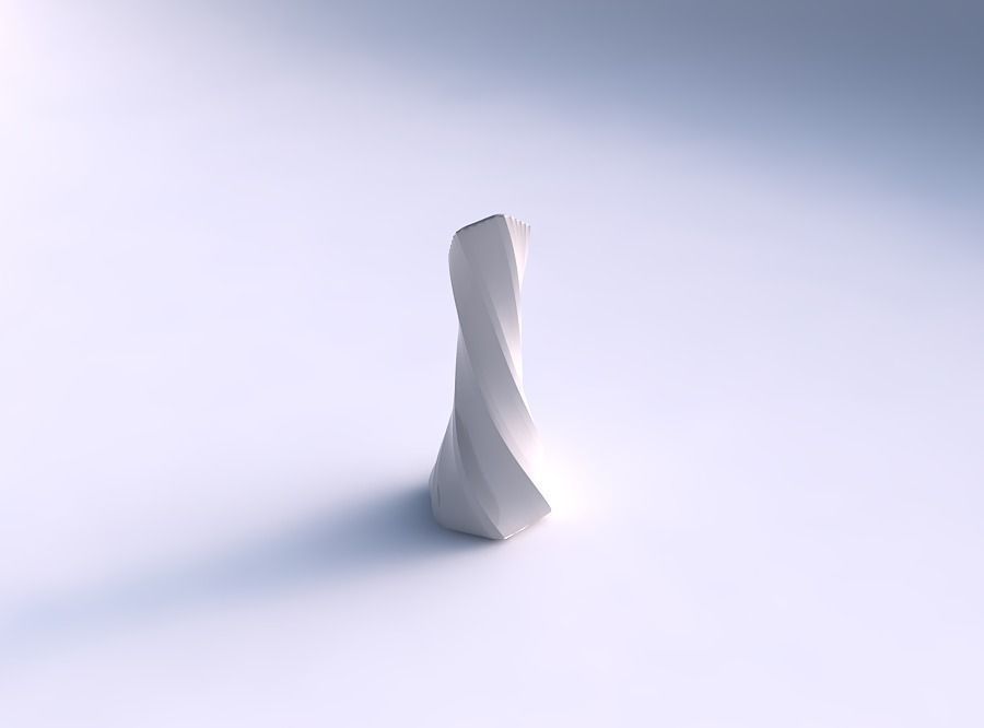 Vase twisted squeezed and bent hexagon with fine bands unifor... 3D print model