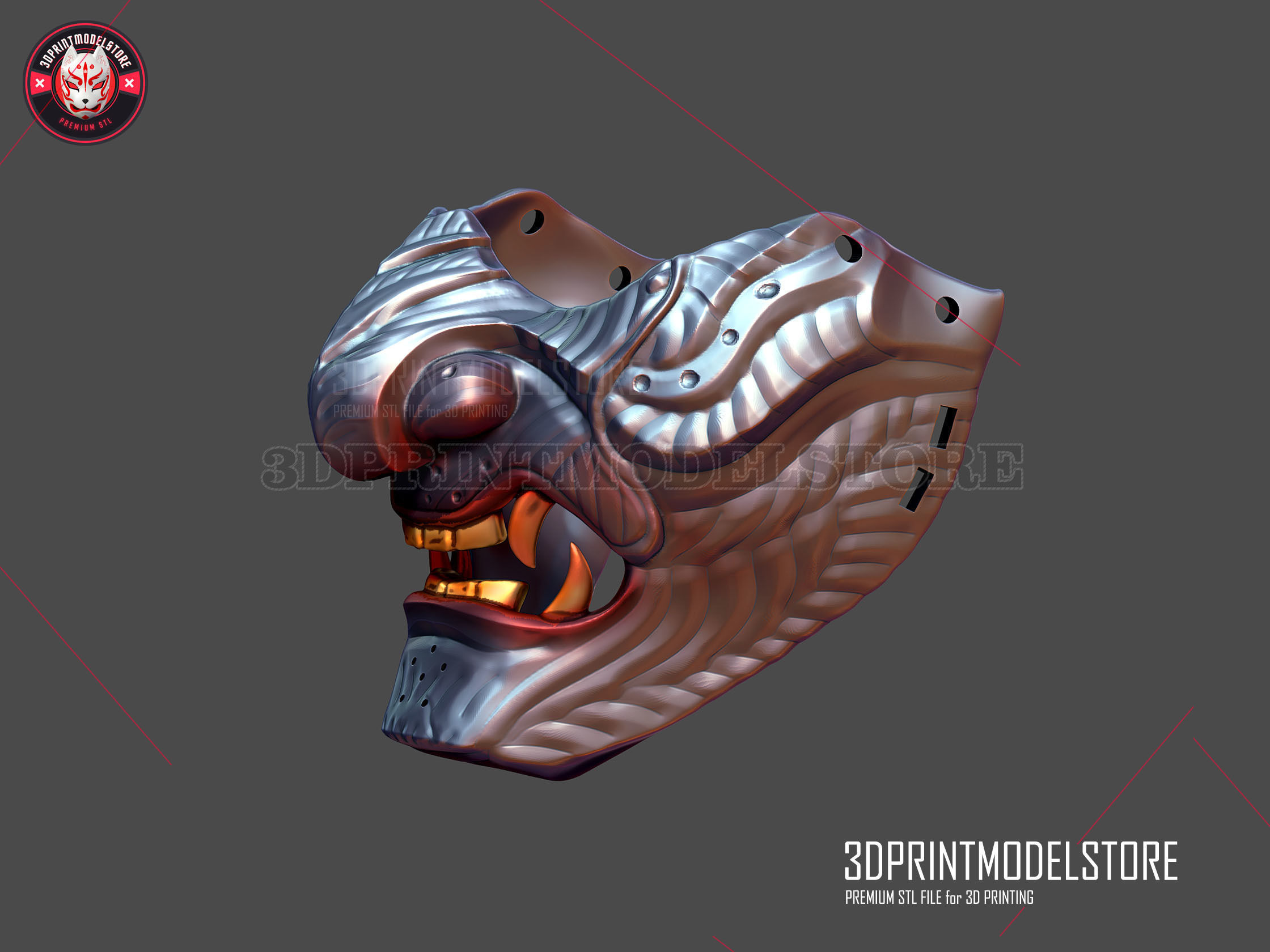 Japanese Oni Samurai Ghost Mask Ghost of Tsushima Helmet 3D model 3D