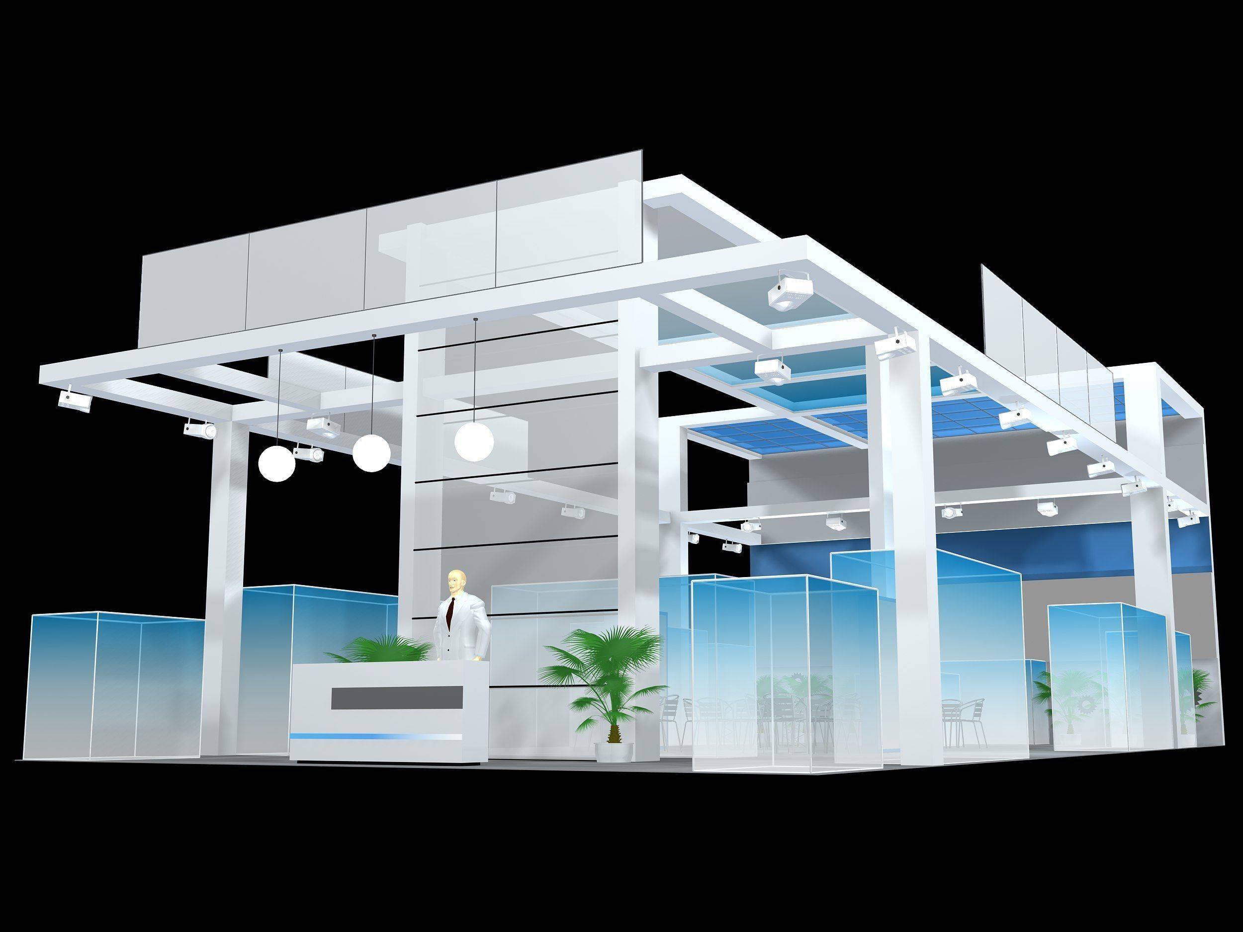 exhibition stall design 3 side open Low-poly 3D model