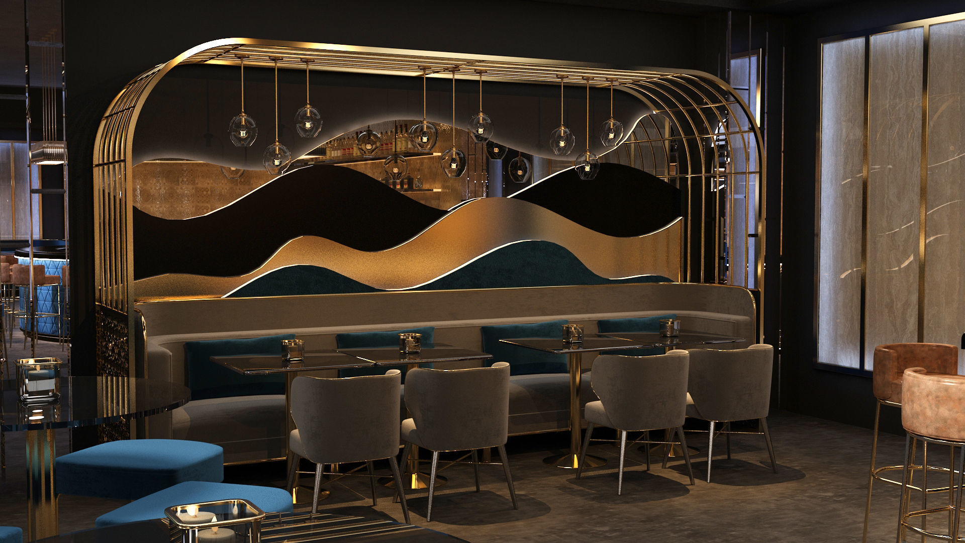 Luxury nightclub bar interior design 3D model | CGTrader