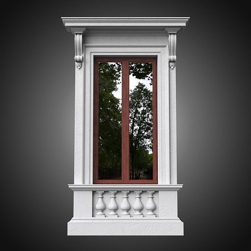 Classical window with pedestal 3D model