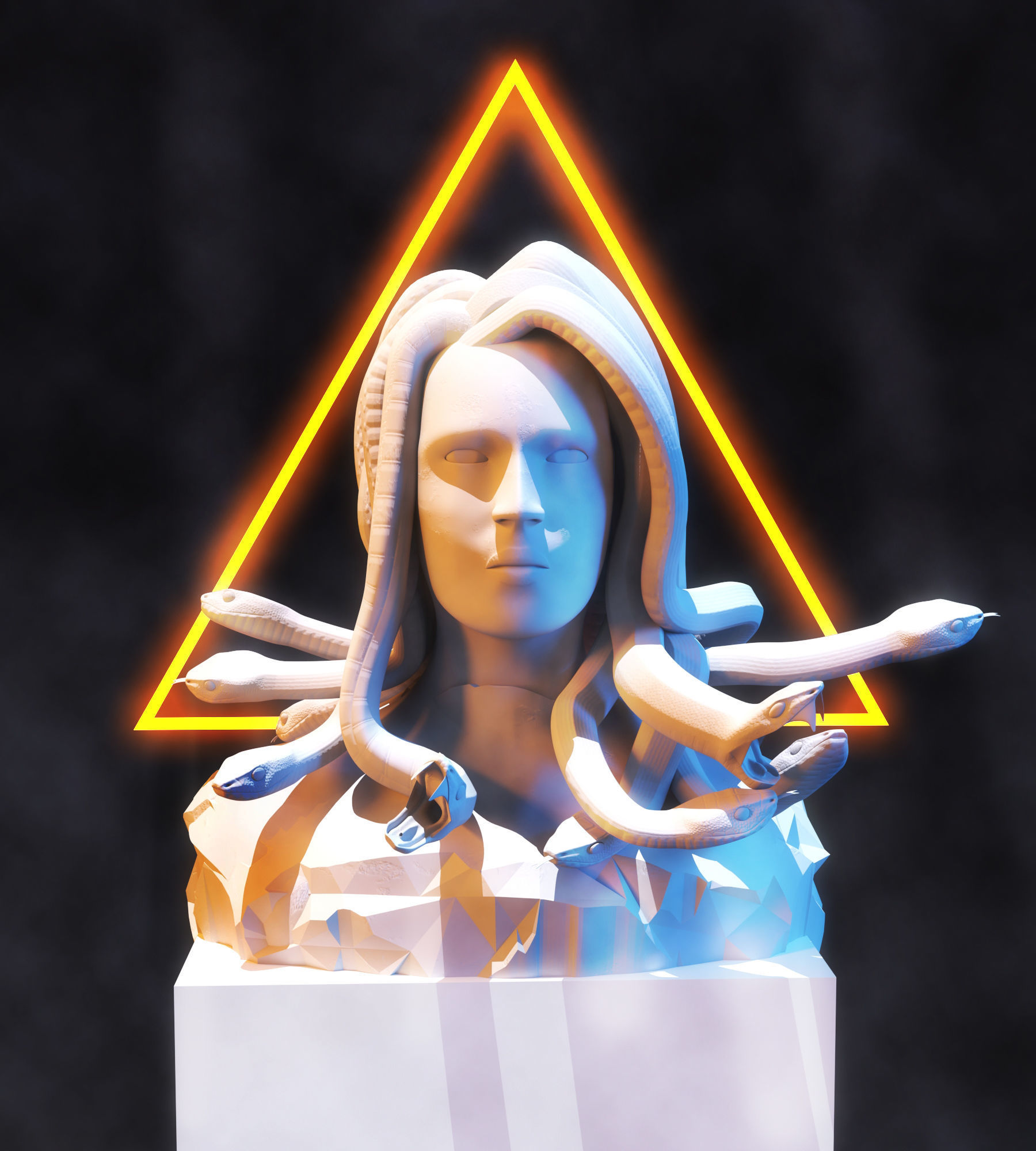 Medusa Sculpture Low Poly