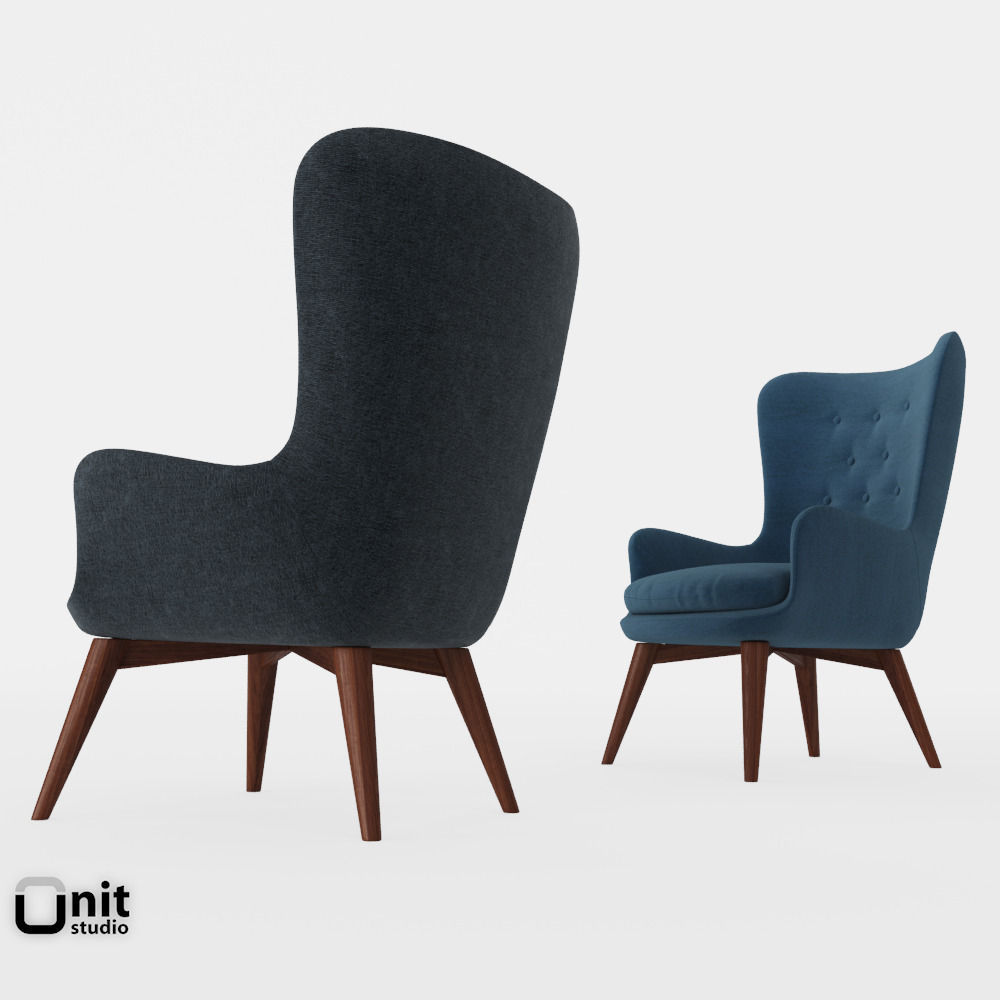 Niels Wing Chair By West Elm 3d Cgtrader Niels Wing Chair By West Elm 3d Model Max Obj 3ds Fbx Dwg Mat 2