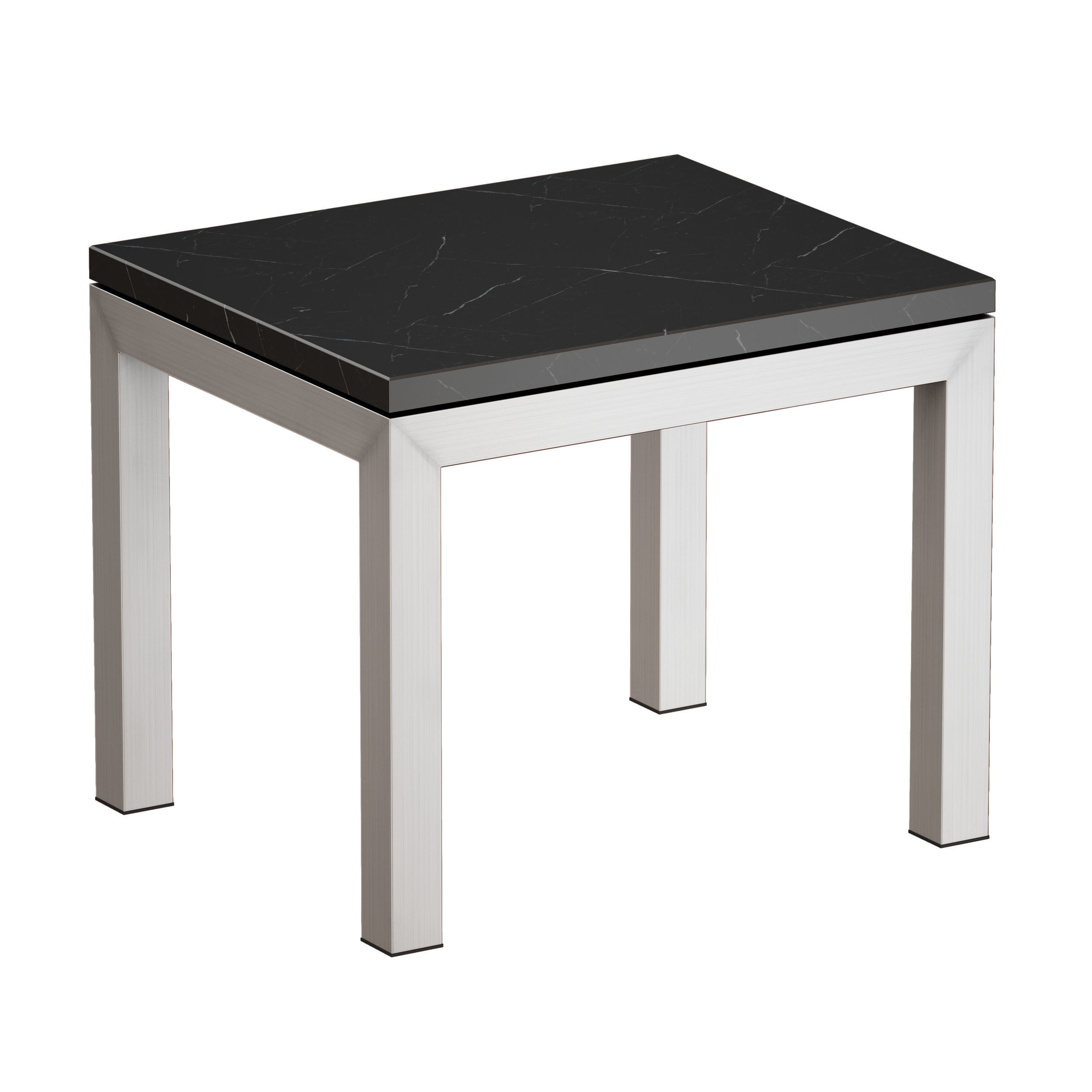 Parsons Black Marble Top Stainless Steel Base End Table 3D