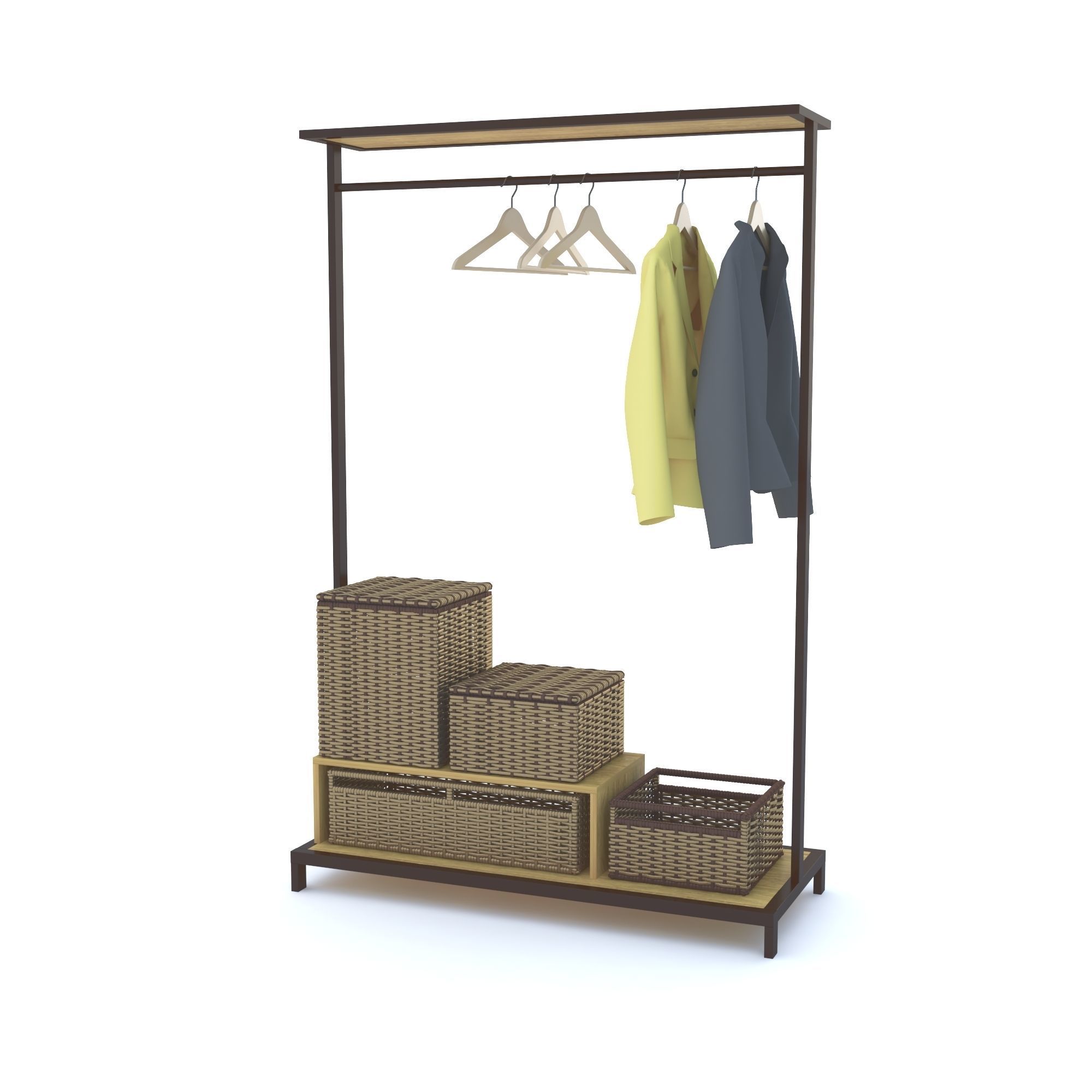 Wardrobe with rattan baskets 3D model CGTrader