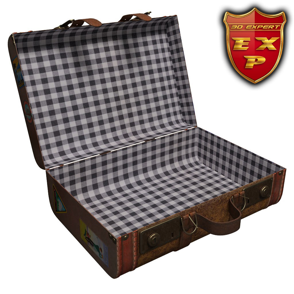 Old suitcase open 3D model