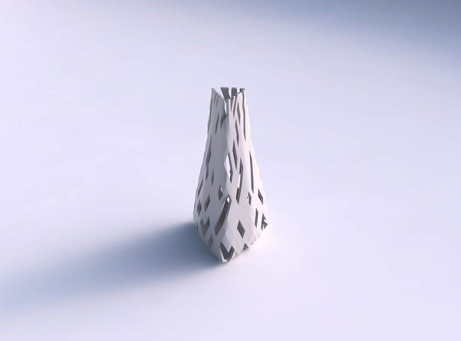 Vase puffy tipped triangle with cuts 3D print model