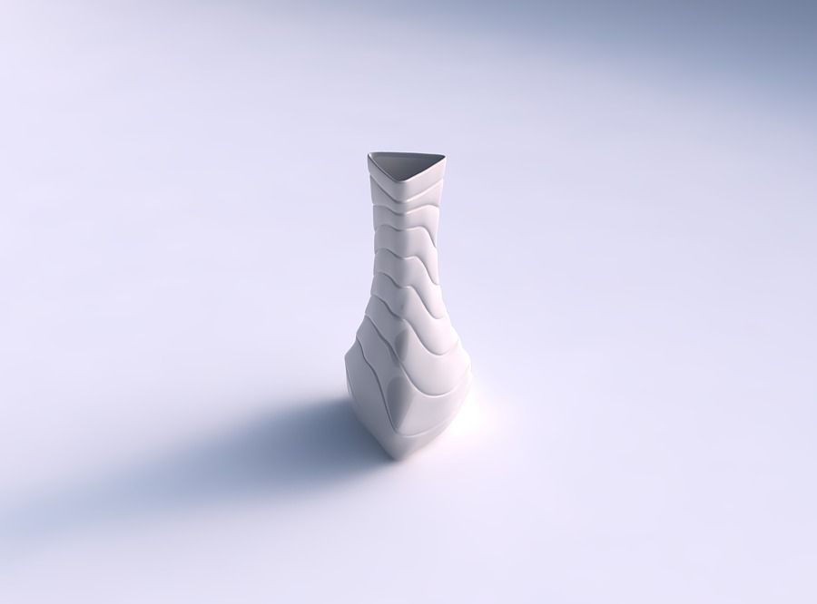 Vase puffy triangle with distorted horizontal dents 3D print model