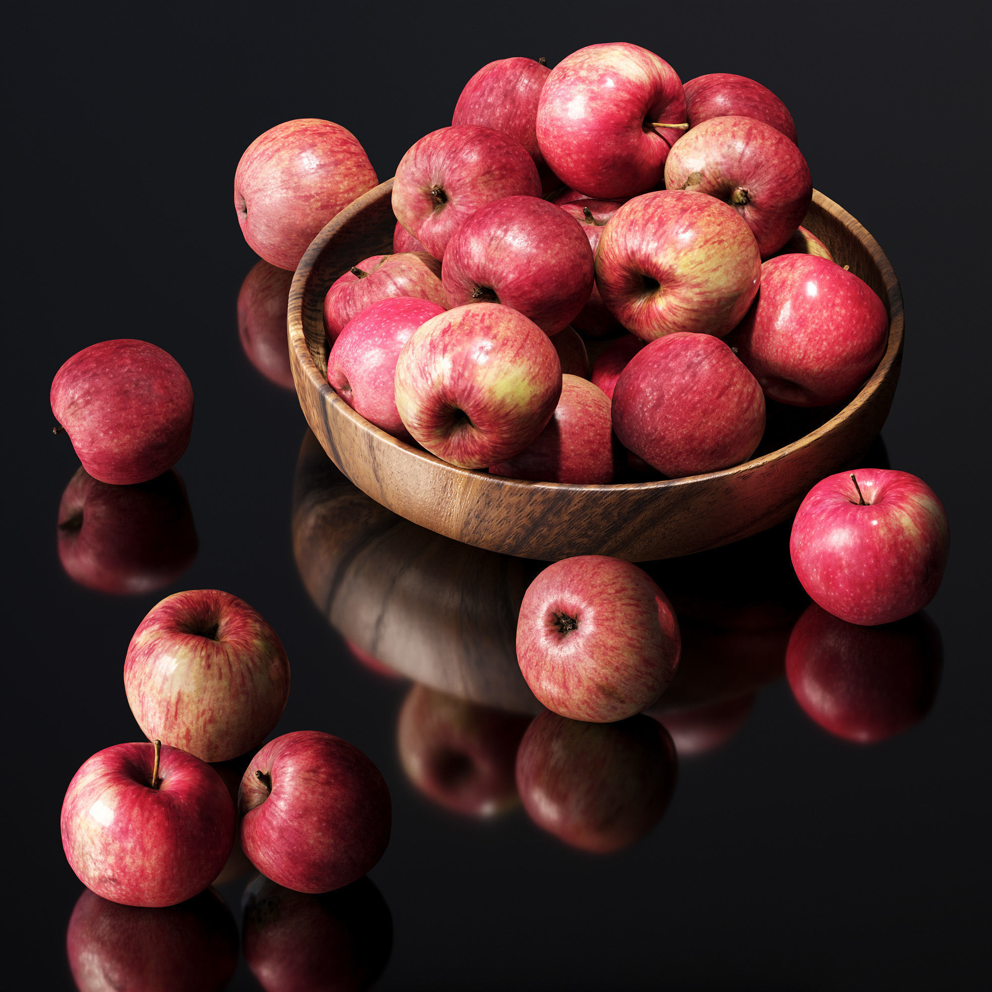 Apples in a wooden bowl