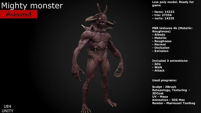 Mighty monster Low-poly 3D model