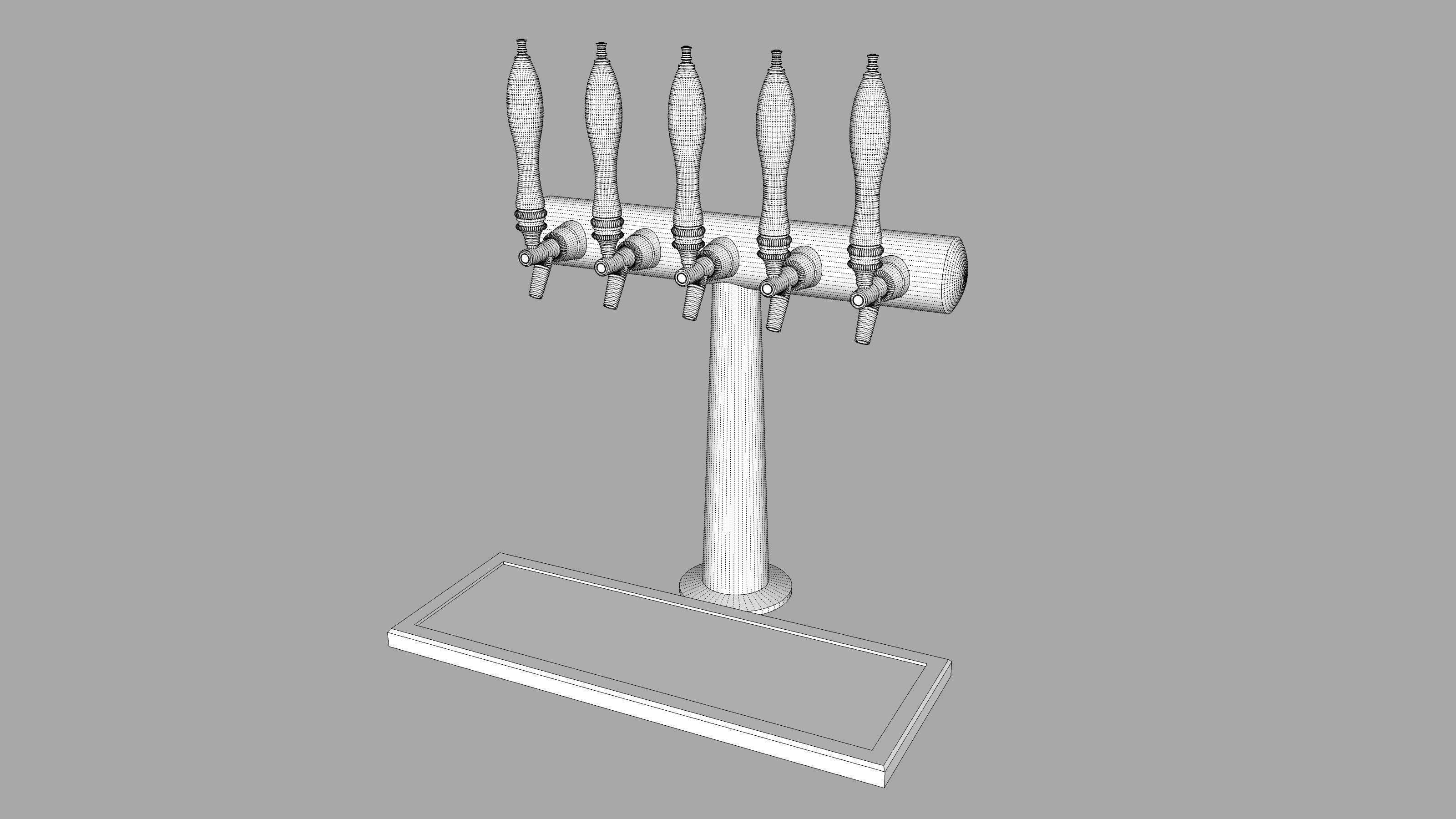 Beer Taps with Standard Red Handles 3D model CGTrader