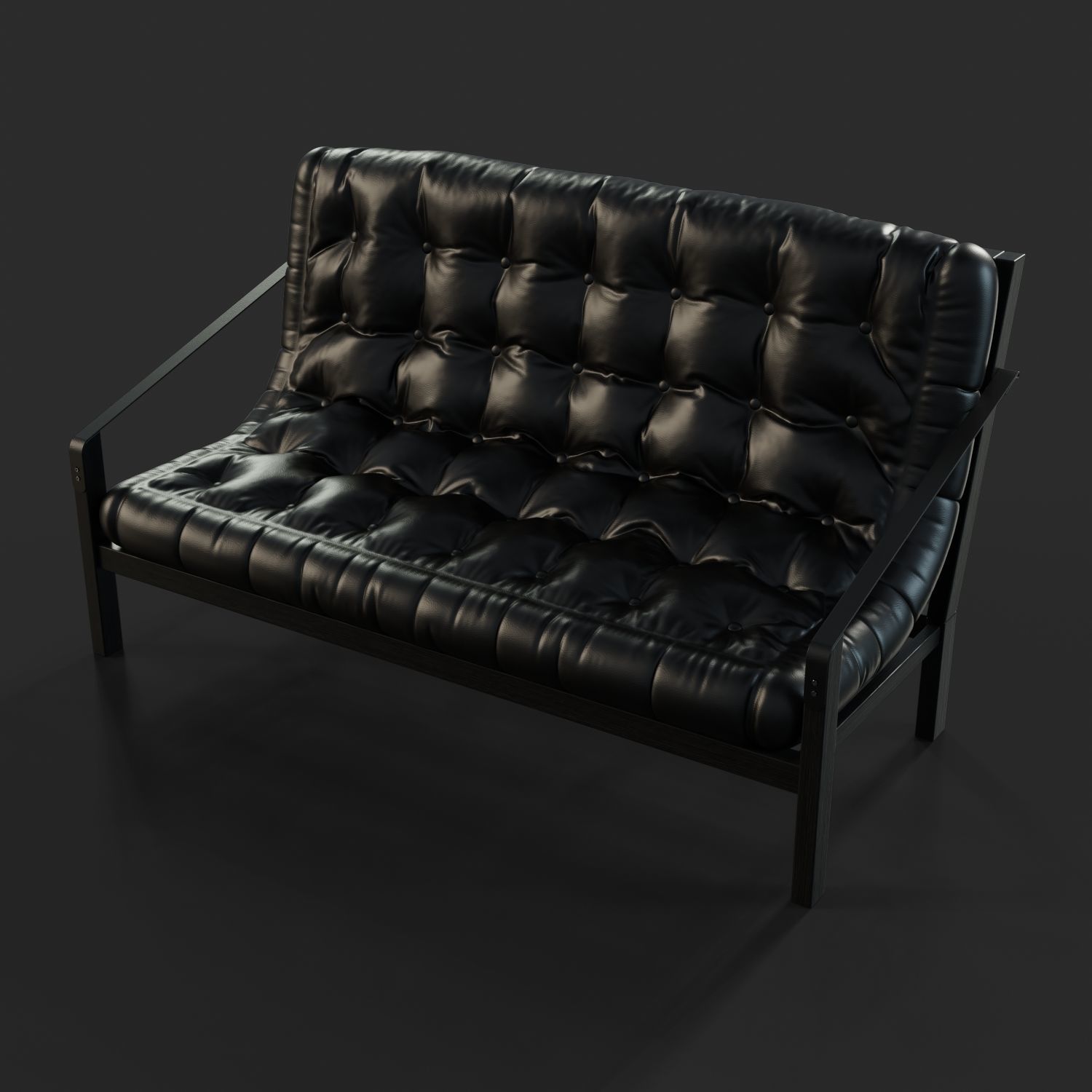 Black Leather Sofa 3D model