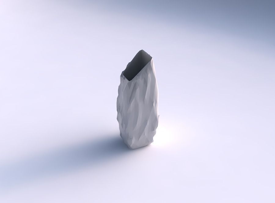 Vase bent rectangle with low-polygon bulges 3D print model