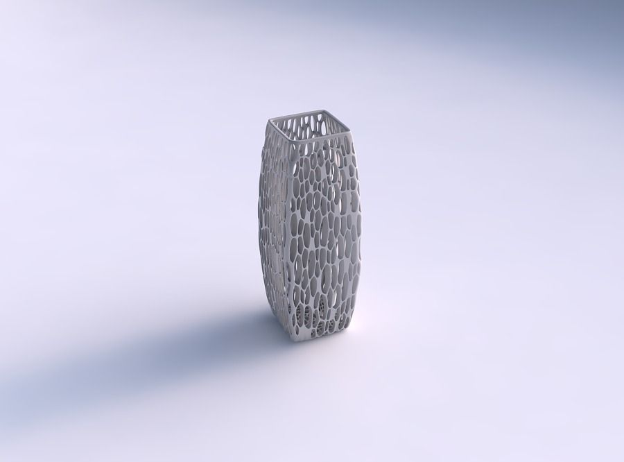 Vase rectangle with organic lattice and twisted thickness 3D print model