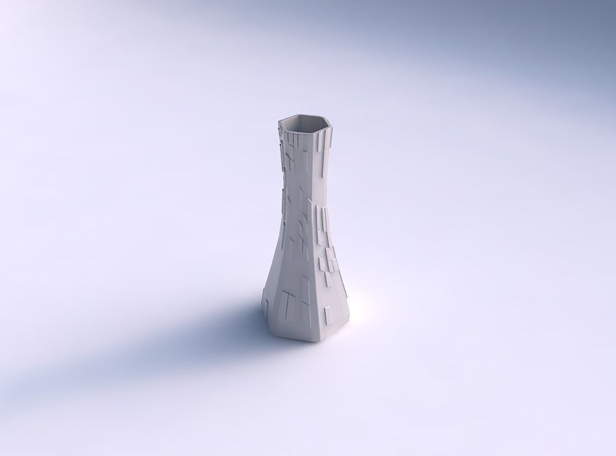 Vase squeezed hexagon with wavy scattered grid plates 3D print model