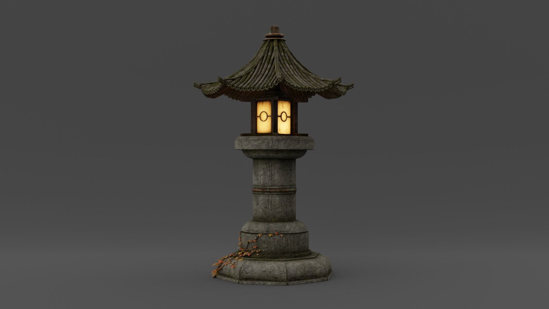 Asian Fantasy Garden Lamp Low-poly 3D model