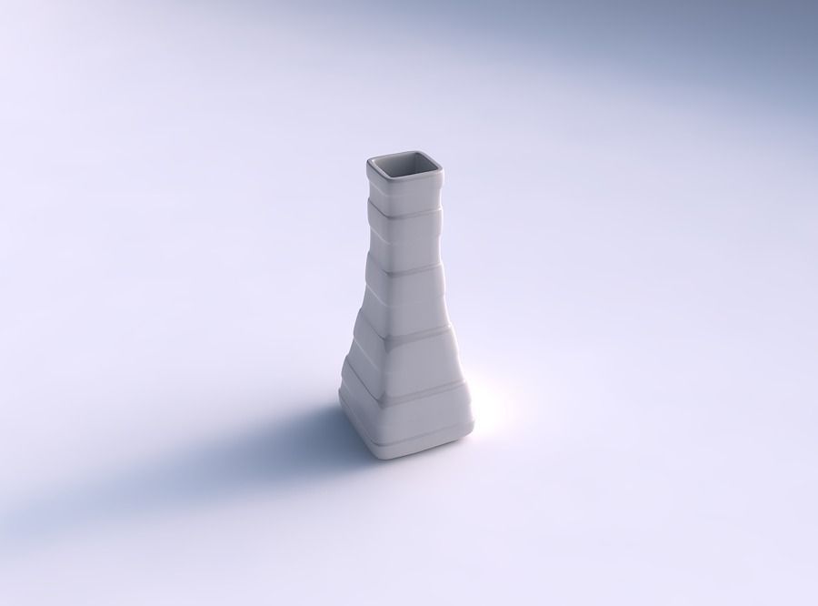 Vase squeezed rectangle with smooth horizontal ribbons 3D print model