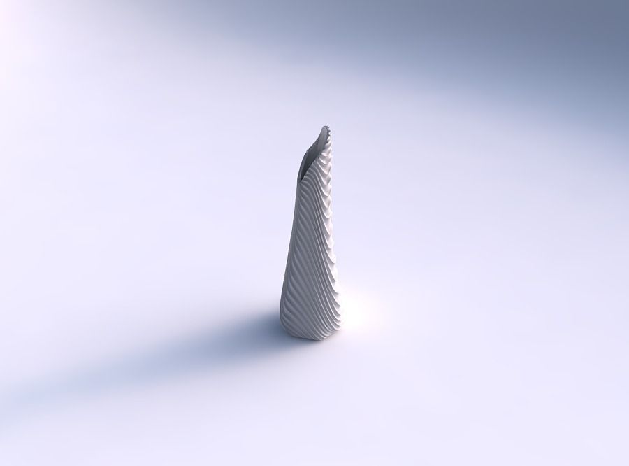 Vase top bent hexagon with wavy extruded lines 2 3D print model