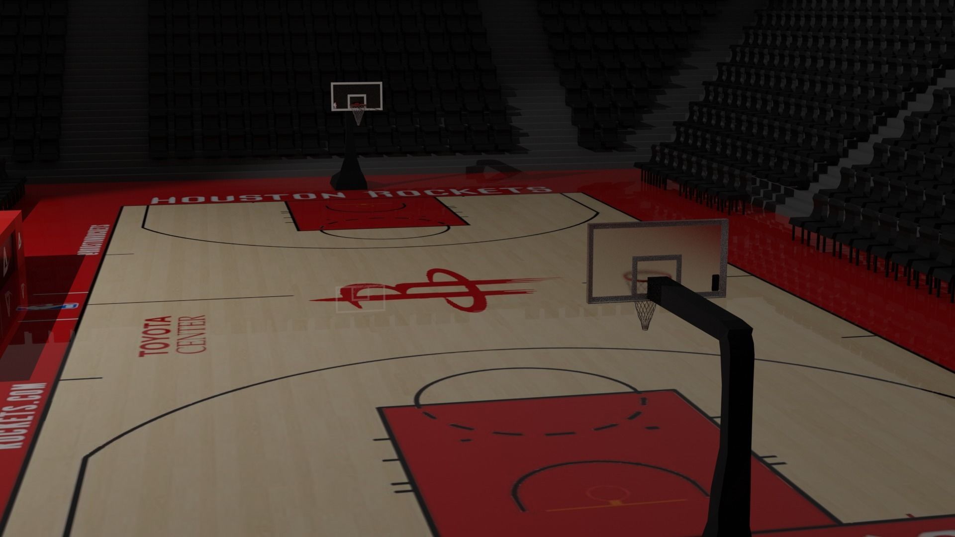 Basketball Stadium With Houston Rockets Texture free VR / AR / low-poly ...