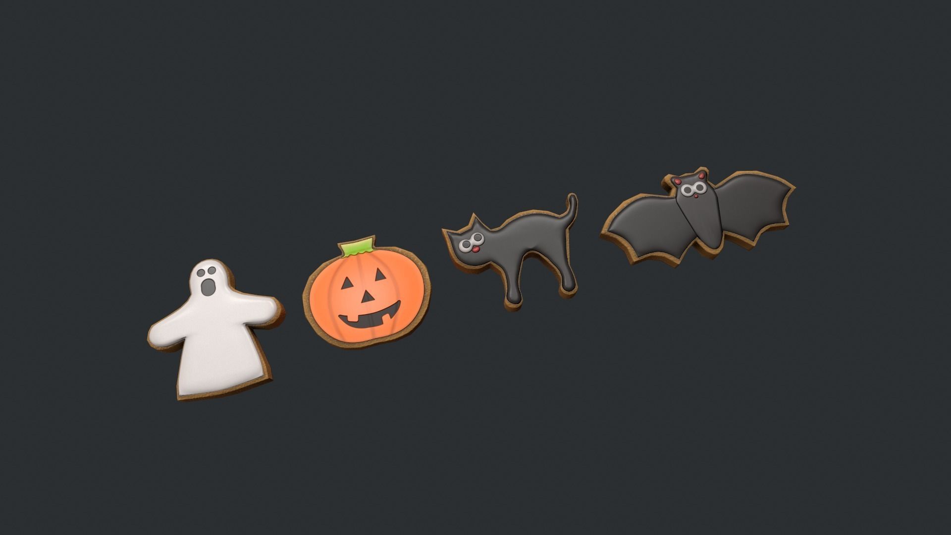 Halloween Cookies - Cat - Bat - Ghost - Pumpkin
