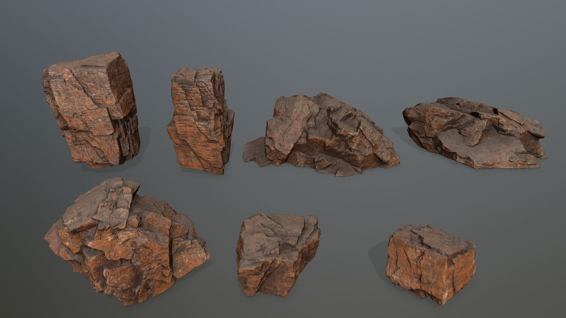 desert rock set  Low-poly 3D model