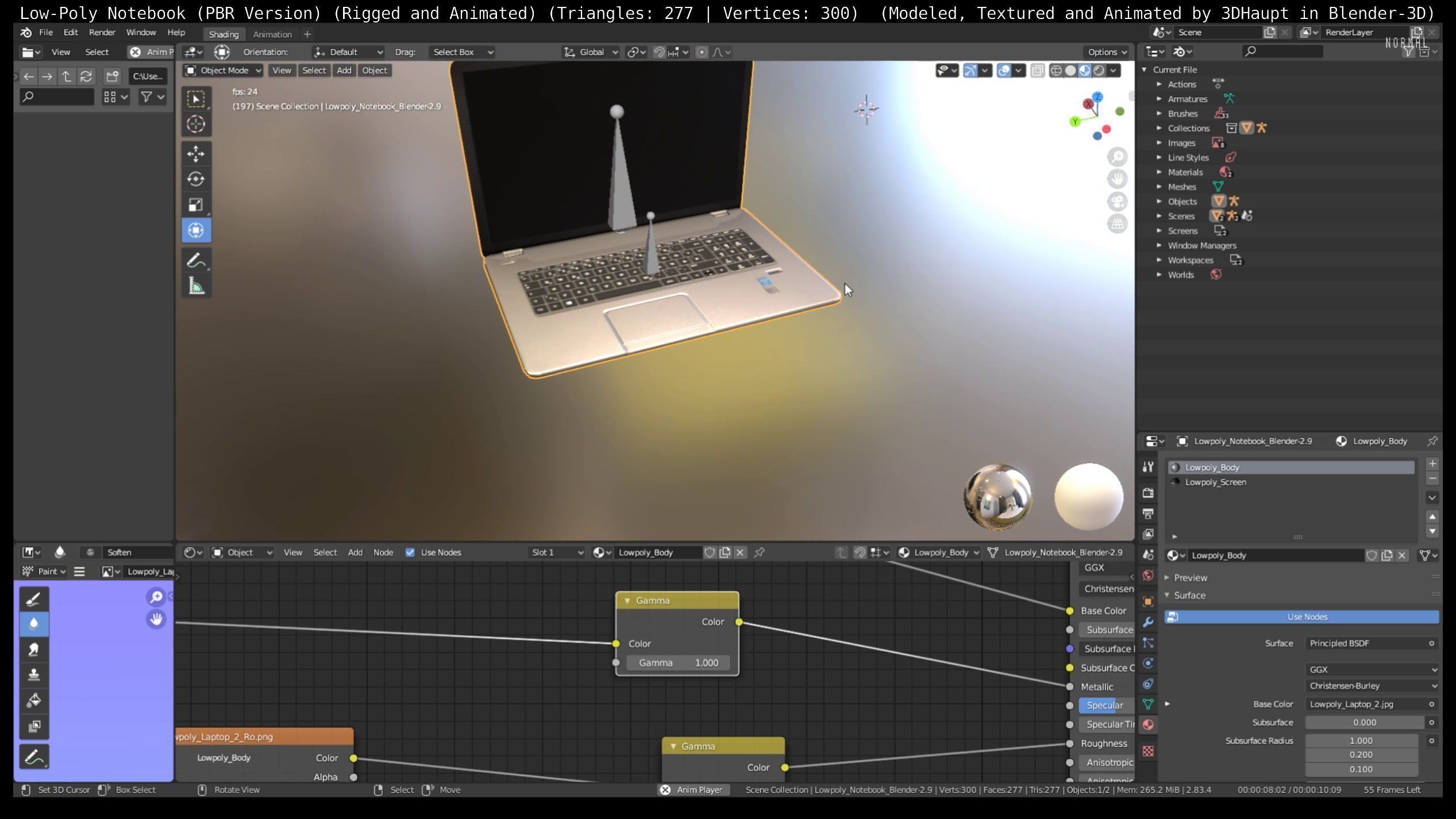 3D model Lowpoly Notebook Blender29 Version VR / AR / lowpoly CGTrader
