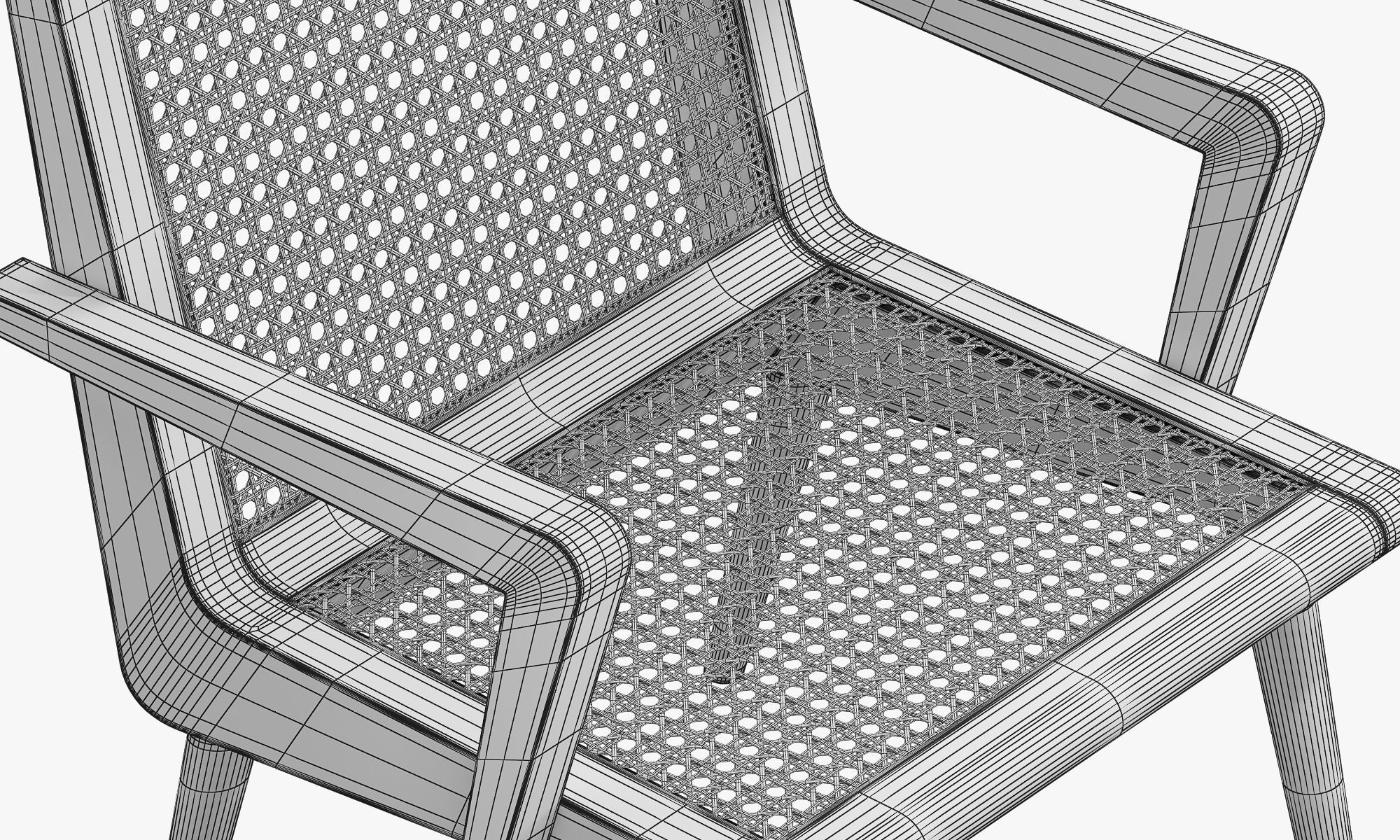 Midcentury cane chair 3D model CGTrader