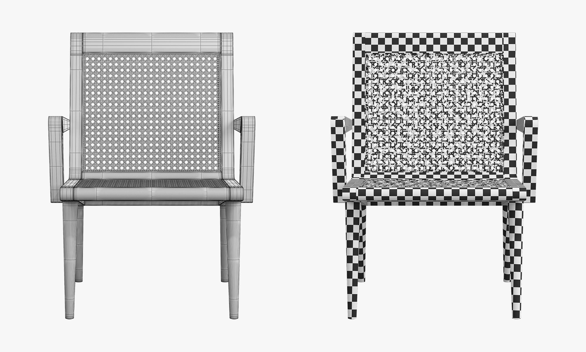 Midcentury cane chair 3D model CGTrader