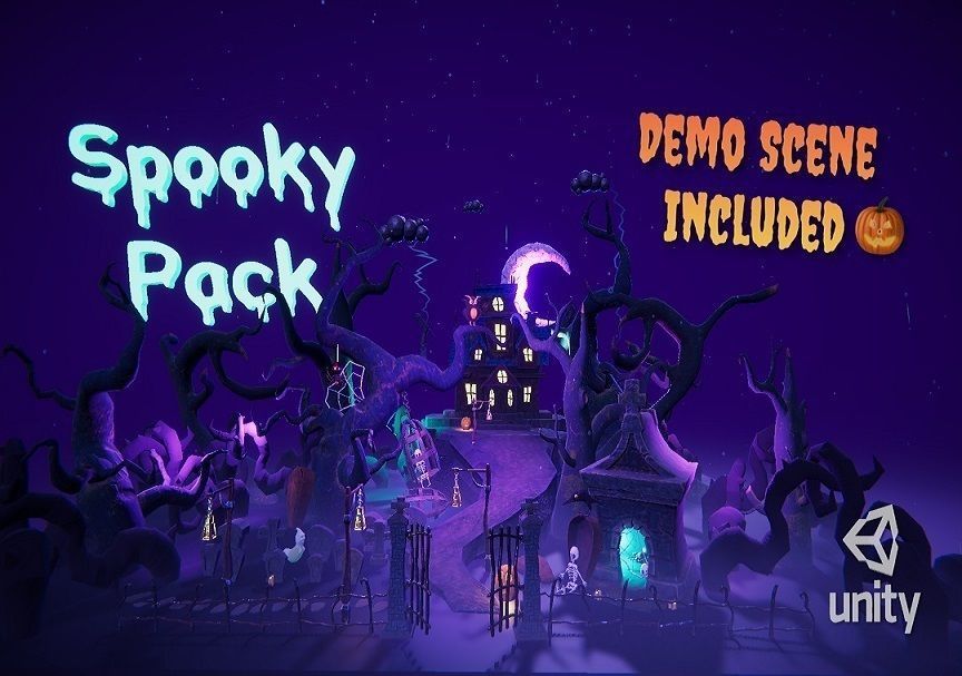 Cartoon spooky low poly 3D models