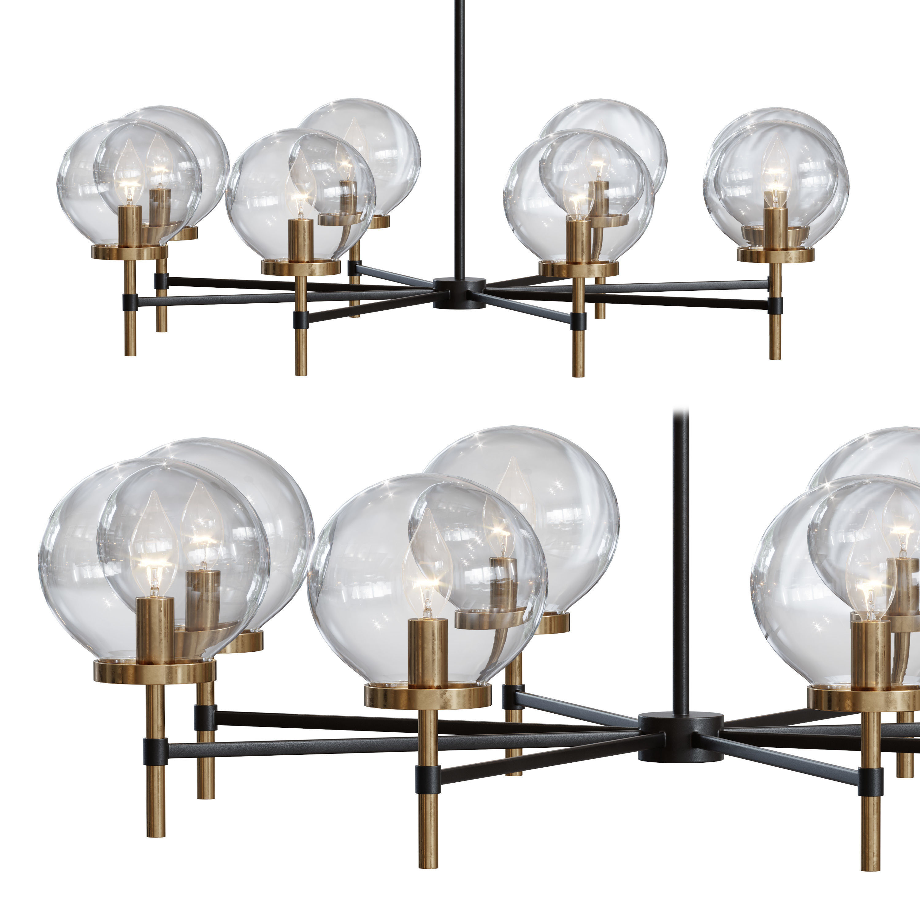 Potterybarn Camryn Round Glass Chandelier 3D model MAX OBJ MAT