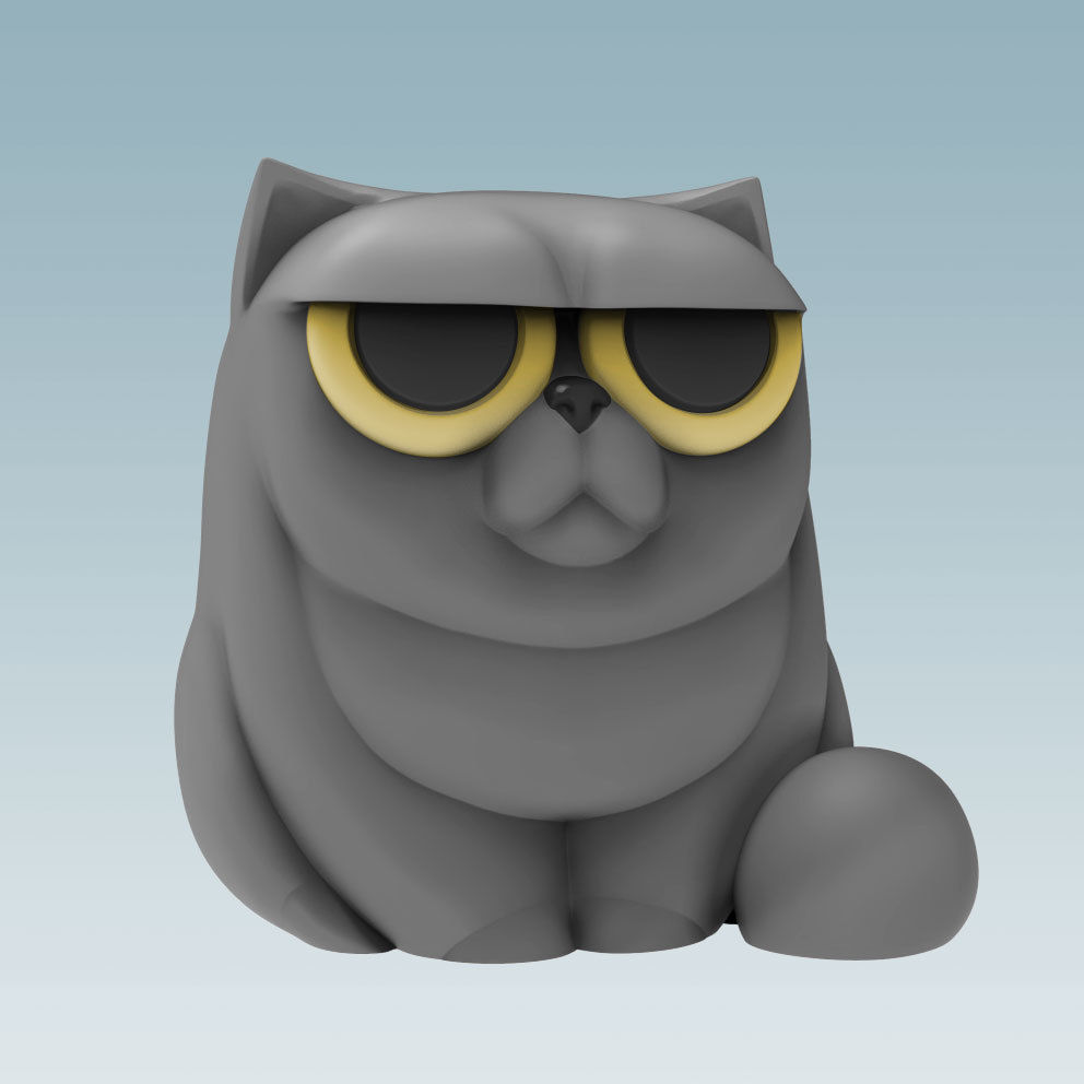 Grumpy Cat Pen Holder free 3D model 3D printable CGTrader