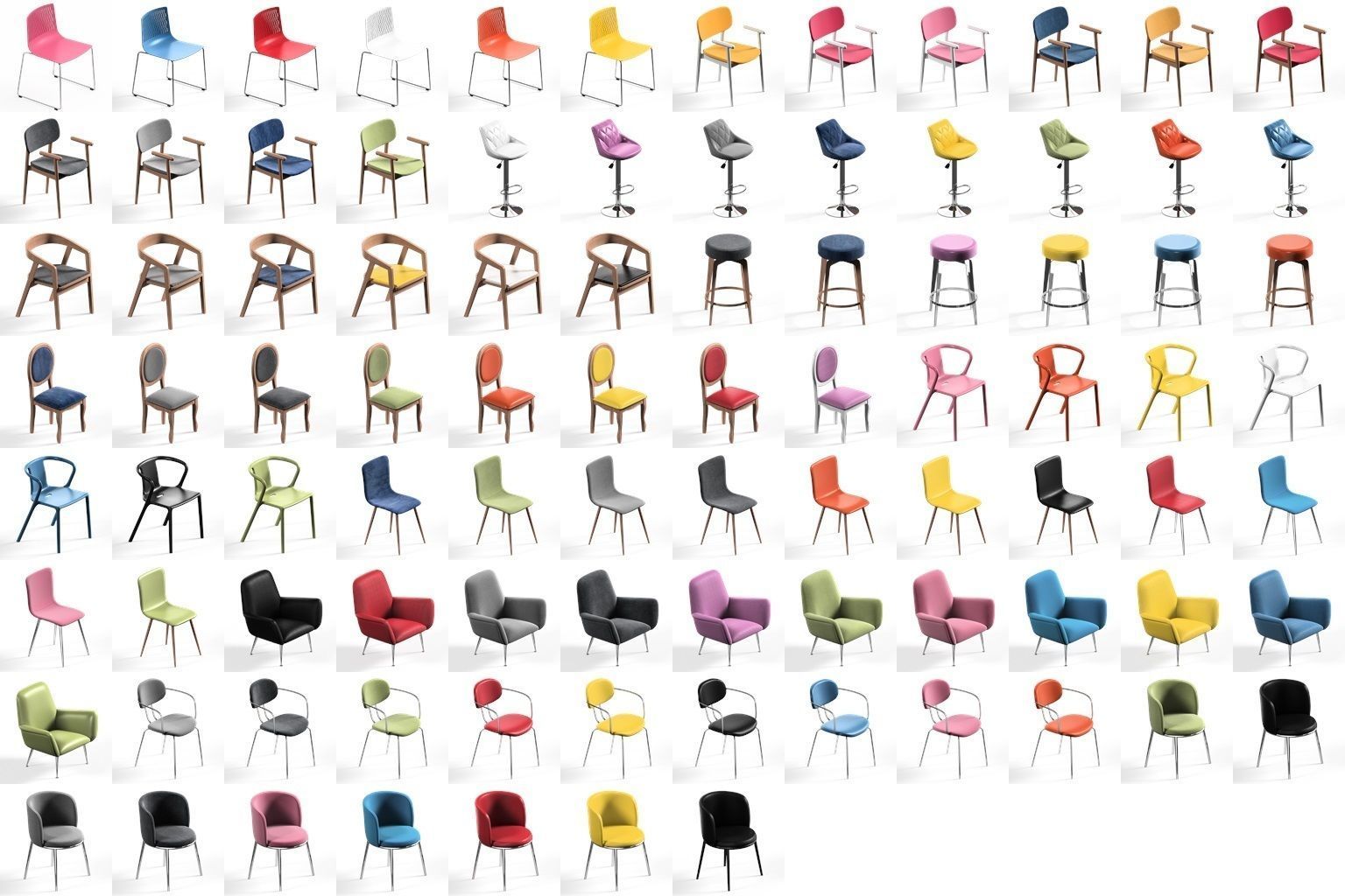 Chair Pack collection 11 main models Plus 79 color variations