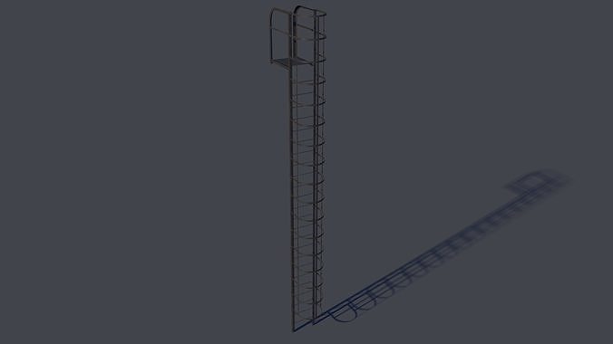 Steel fire Stair Low-poly 3D model