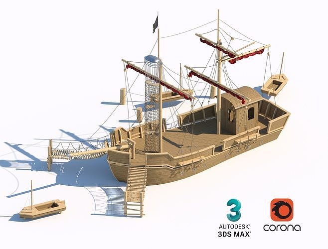 children playground wooden ship 3D model