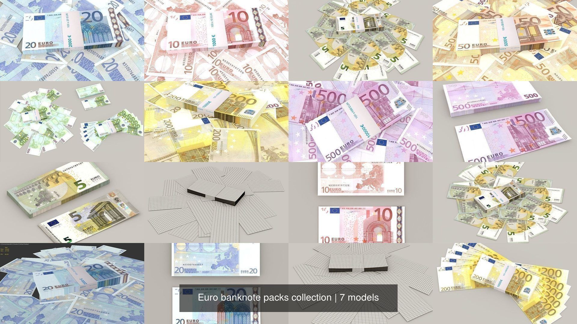 Euro banknote packs collection