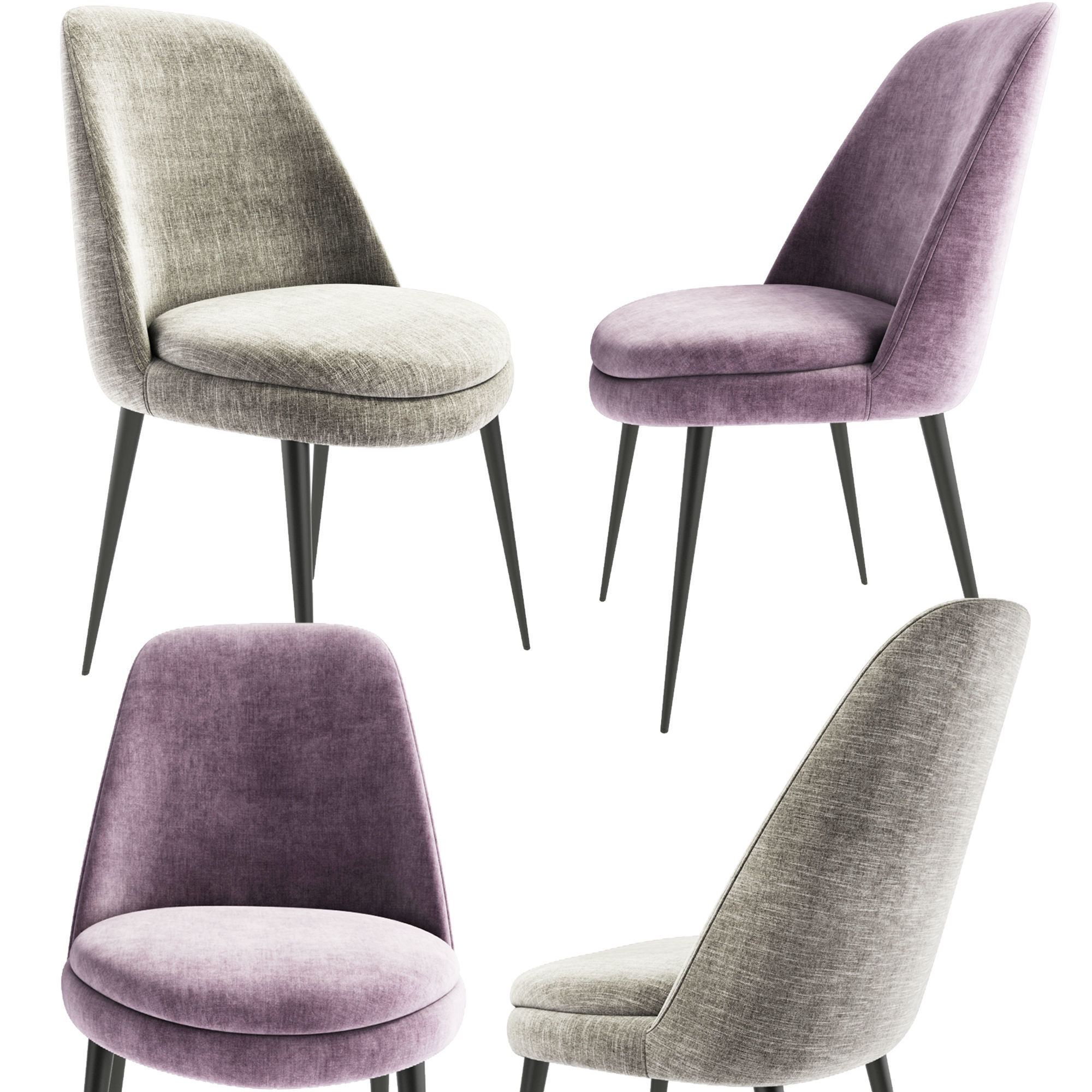 Finley Low Back Upholstered Dining Chair 3D model | CGTrader