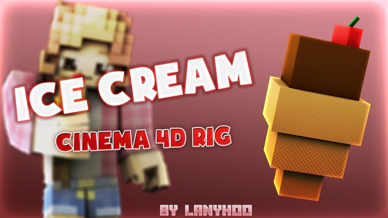 Minecraft ice cream rig 3D model 3D printable rigged CGTrader