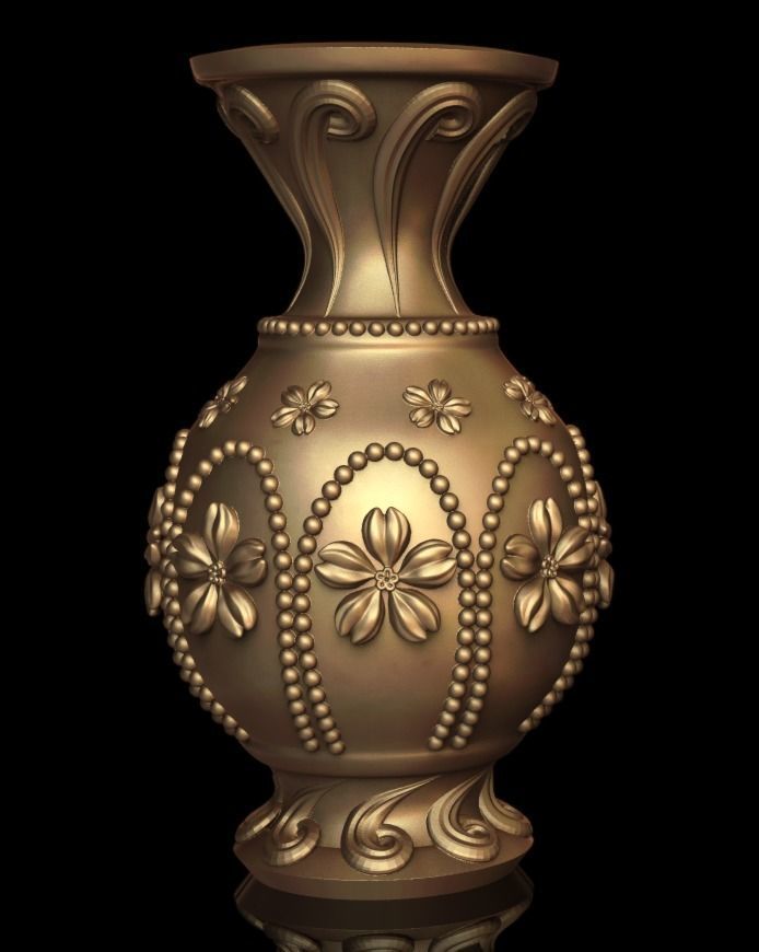 vase with flowers stl and obj 3D model 3D printable CGTrader