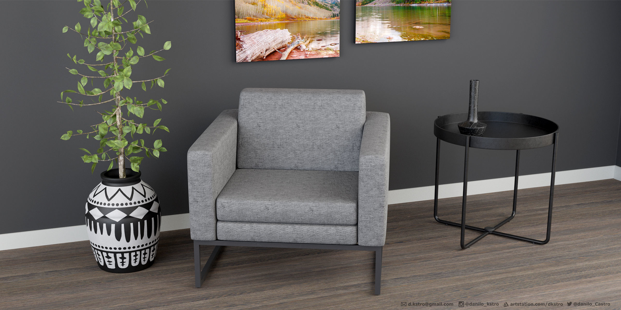 Detroit Armchair - 4k Textures - Bonus 3D models 3D model