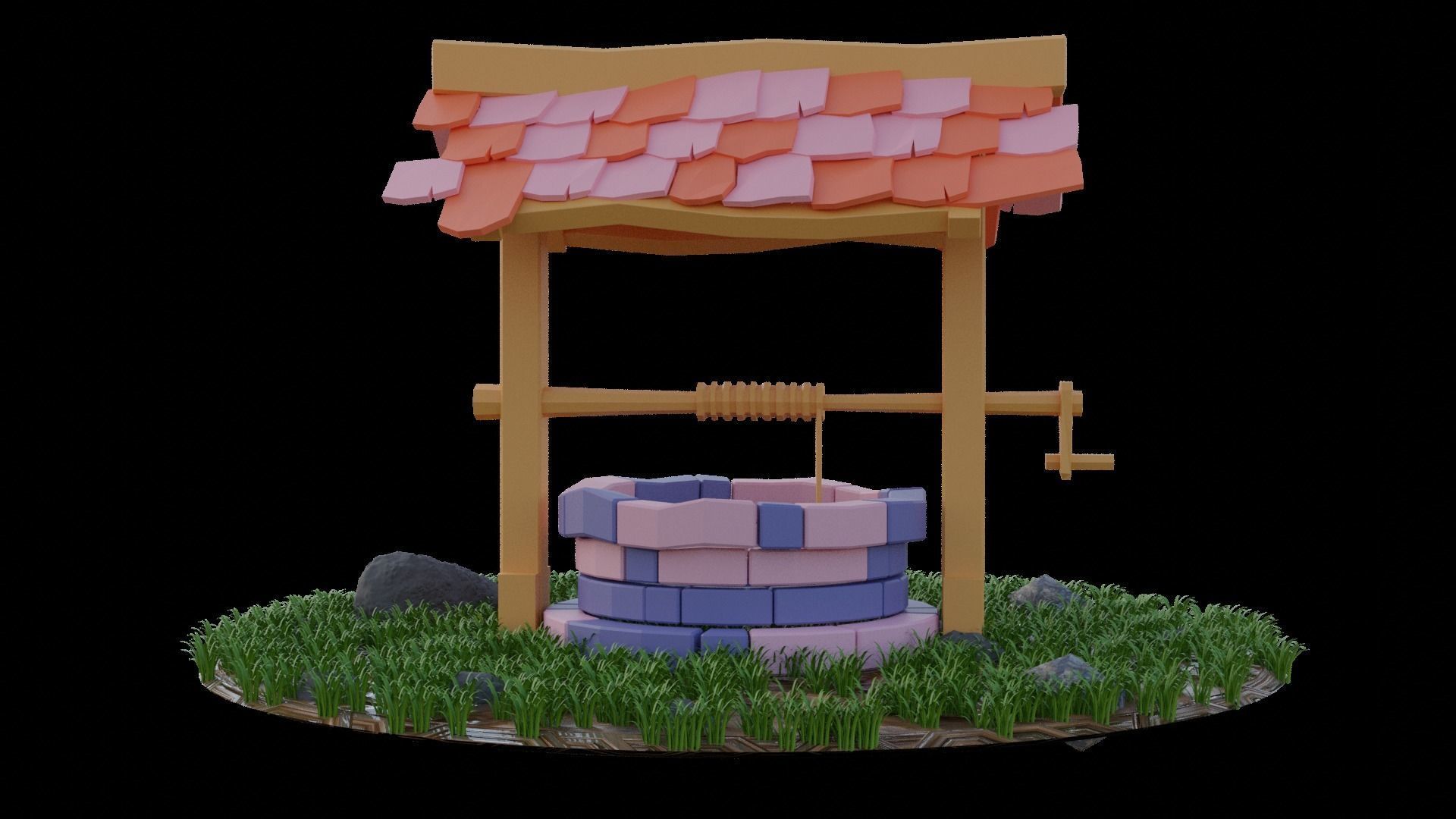 low poly well Low-poly 3D model